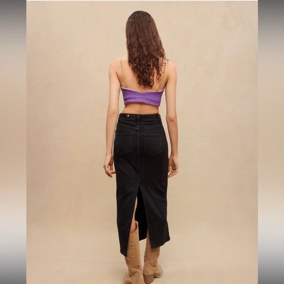 Maje Womens Lapraia Chain-Strap Tweed Top - Picture 7 of 9